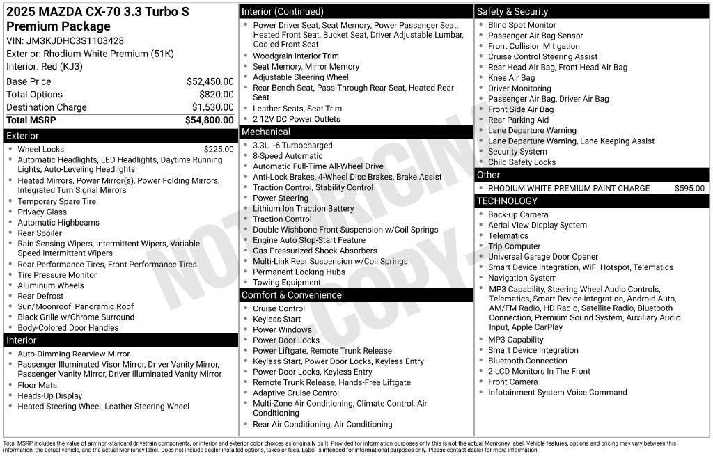 2025 Mazda Mazda CX-70 3.3 Turbo S Premium