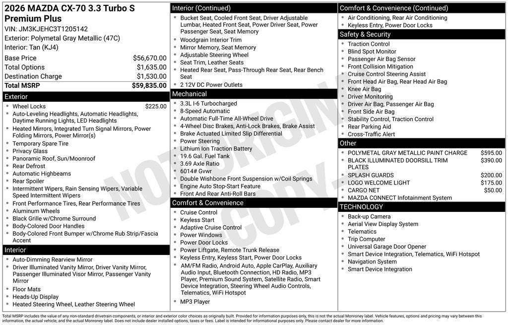 2026 Mazda Mazda CX-70 3.3 Turbo S Premium Plus AWD