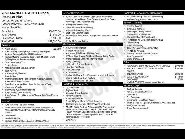 2026 Mazda Mazda CX-70 3.3 Turbo S Premium Plus AWD