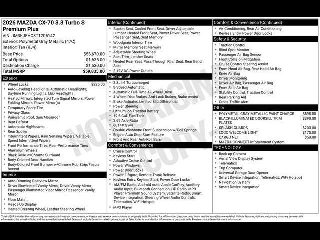 2026 Mazda Mazda CX-70 3.3 Turbo S Premium Plus AWD