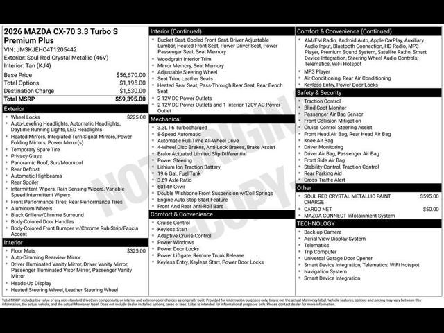 2026 Mazda Mazda CX-70 3.3 Turbo S Premium Plus AWD