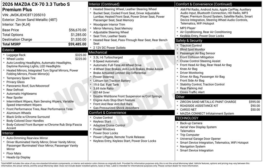 2026 Mazda Mazda CX-70 3.3 Turbo S Premium Plus