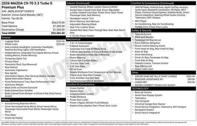 2026 Mazda Mazda CX-70 3.3 Turbo S Premium Plus
