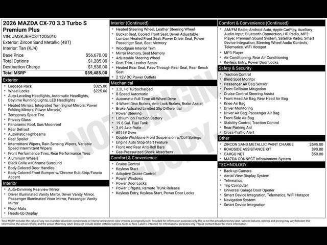 2026 Mazda Mazda CX-70 3.3 Turbo S Premium Plus AWD