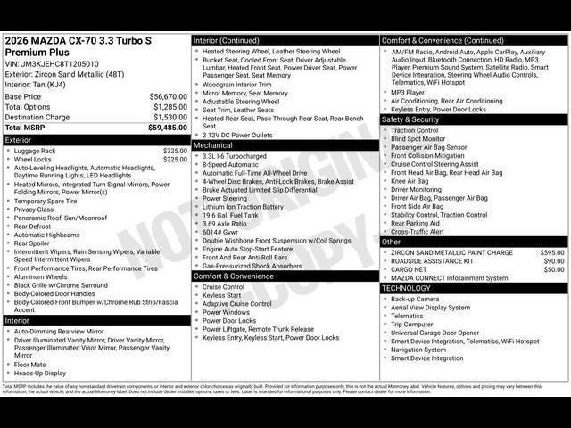 2026 Mazda Mazda CX-70 3.3 Turbo S Premium Plus AWD