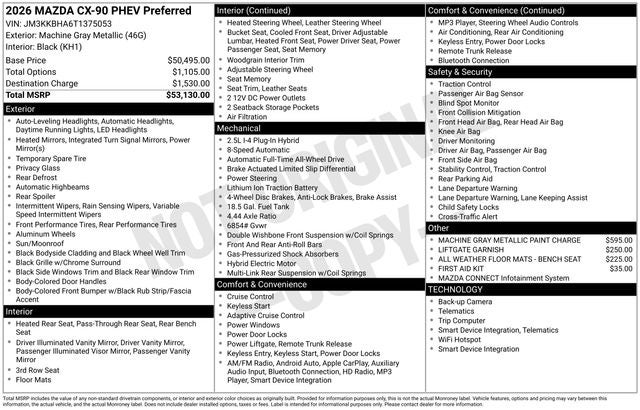 2026 Mazda Mazda CX-90 Plug-In Hybrid Preferred AWD