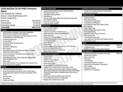 2026 Mazda Mazda CX-90 Plug-In Hybrid Premium Sport AWD