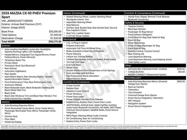 2026 Mazda Mazda CX-90 Plug-In Hybrid Premium Sport AWD