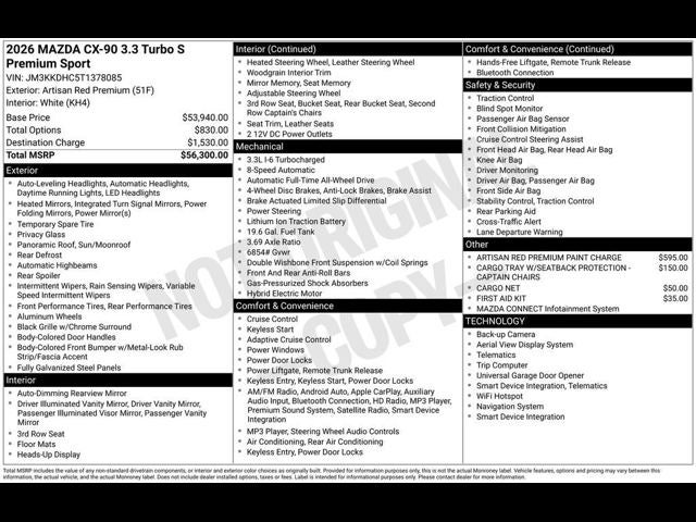 2026 Mazda Mazda CX-90 3.3 Turbo S Premium Sport AWD