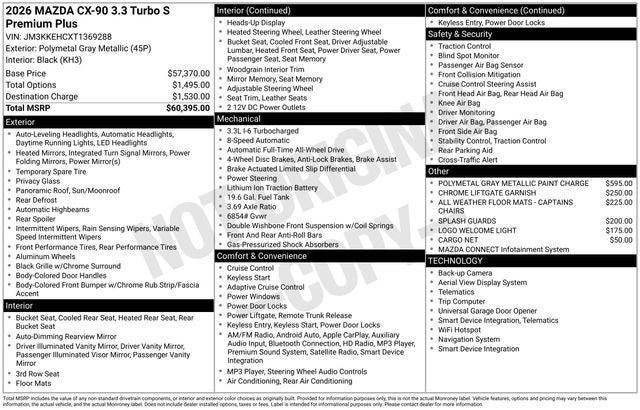 2026 Mazda Mazda CX-90 3.3 Turbo S Premium Plus