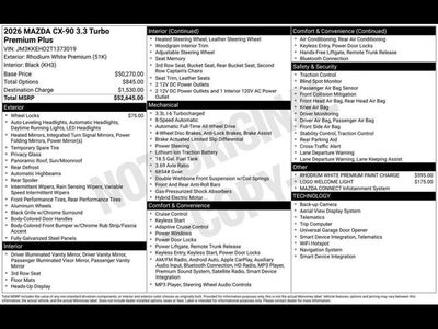 2026 Mazda Mazda CX-90 3.3 Turbo Premium Plus AWD