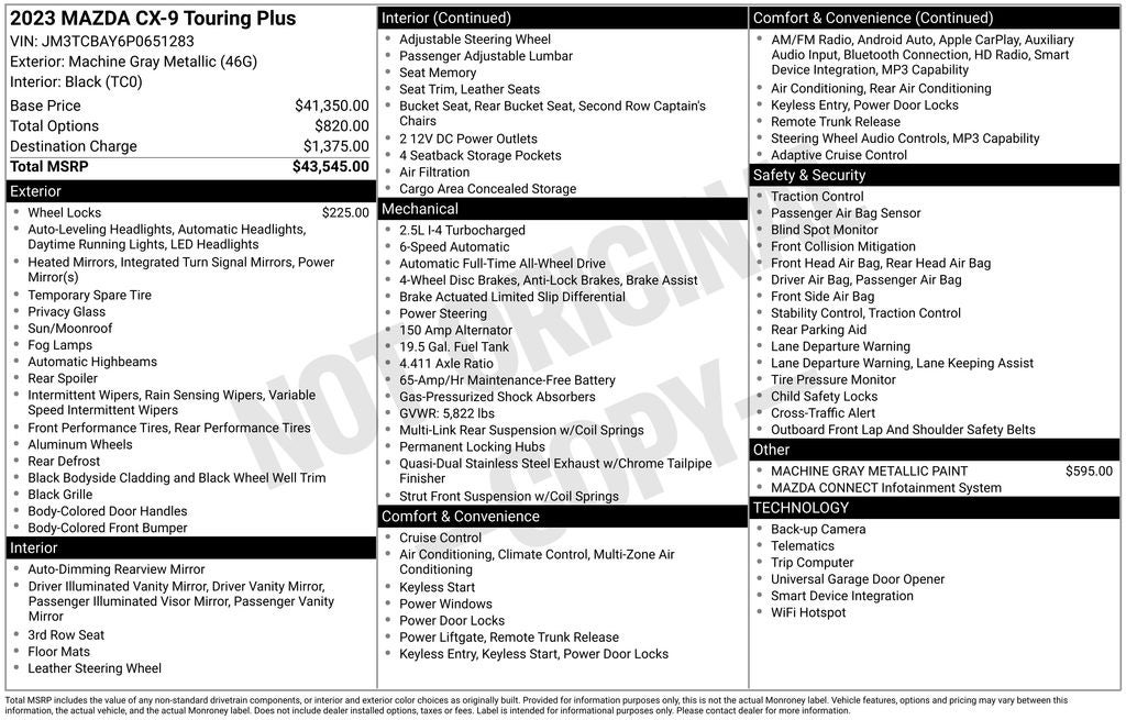 2023 Mazda Mazda CX-9 Touring Plus