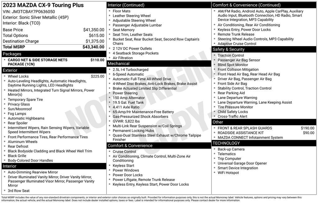 2023 Mazda Mazda CX-9 Touring Plus