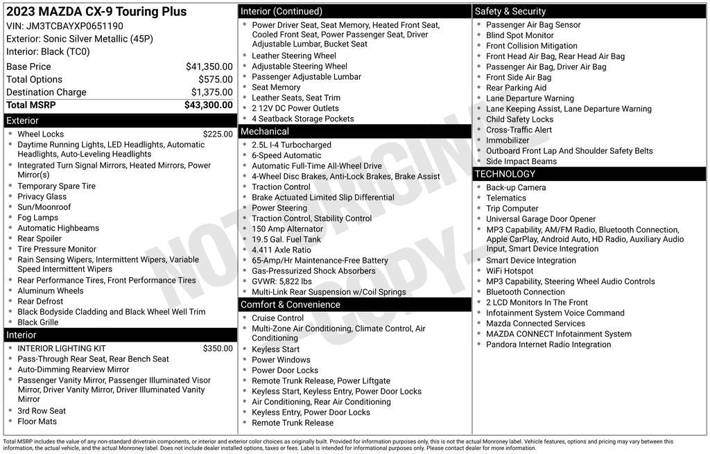 2023 Mazda Mazda CX-9 Touring Plus