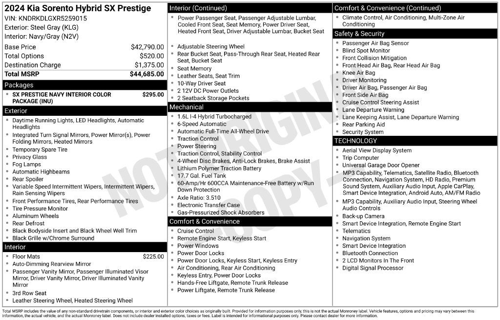 2024 Kia Sorento Hybrid SX Prestige