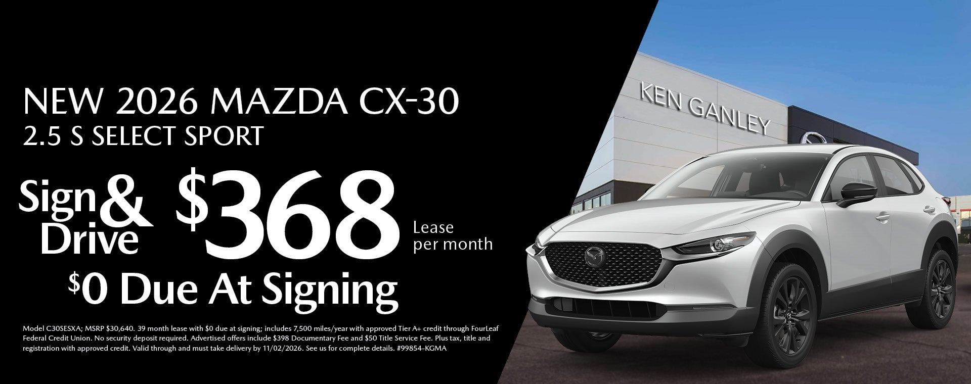 2026 Mazda CX-30 SIgn & Drive Lease Offer Ken Ganley Mazda