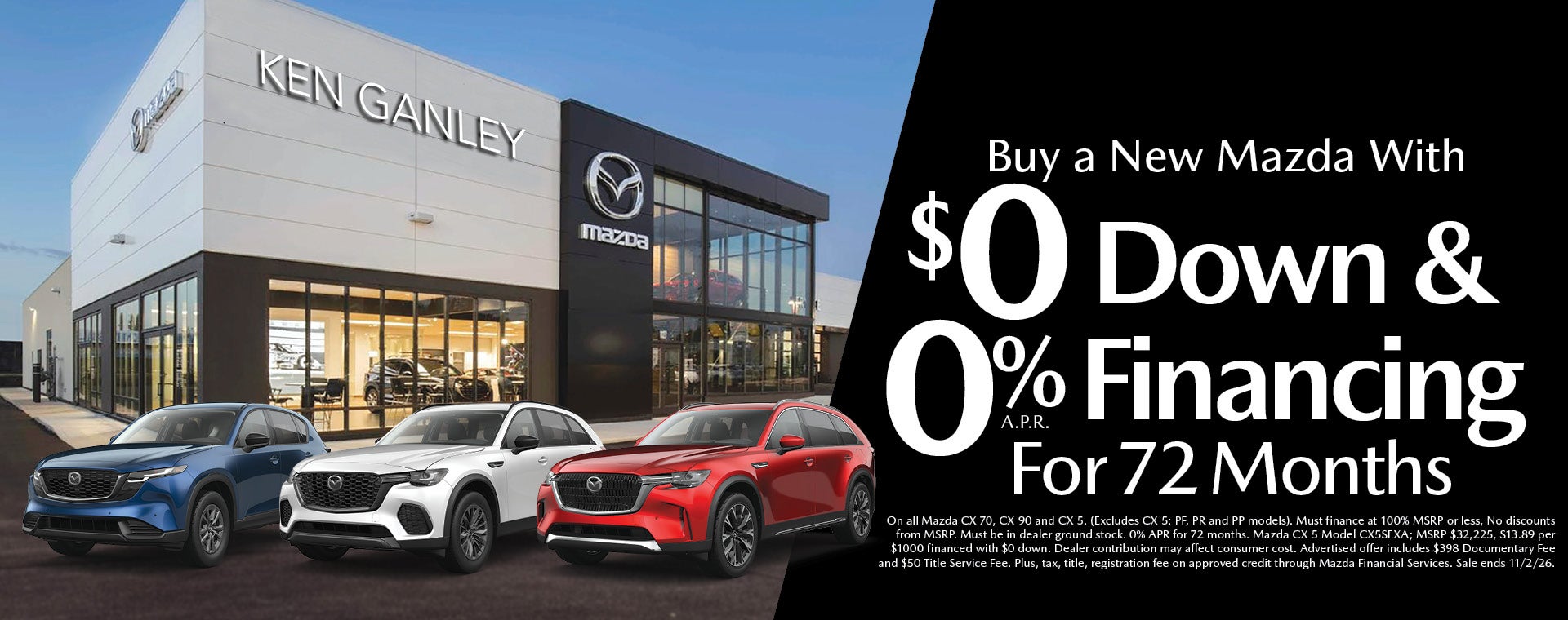 Zero Down Zero % Financing at Ken Ganley Mazda